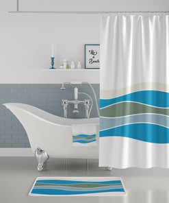 Cyan Teal Tropical Ocean House Sea Summer Gift Shower Curtain