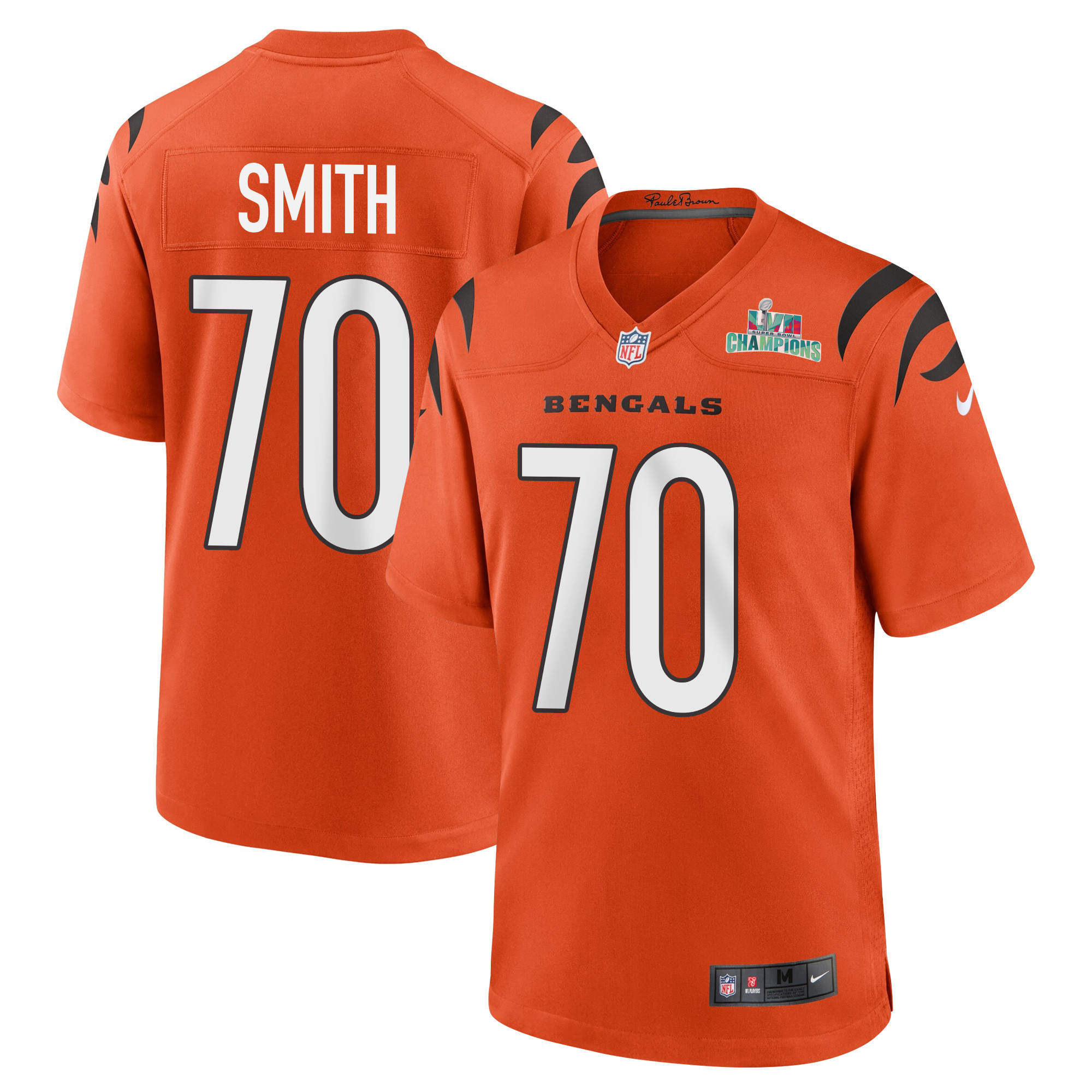 D'Ante Smith 70 Cincinnati Bengals Super Bowl LVII Champions Men Alternate Game Jersey - Orange