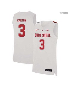 DJ Carton 3 Ohio State Buckeyes Elite Basketball Youth Jersey - White