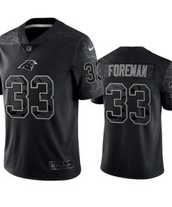D'Onta Foreman 33 Carolina Panthers Black Reflective Limited Jersey - Men