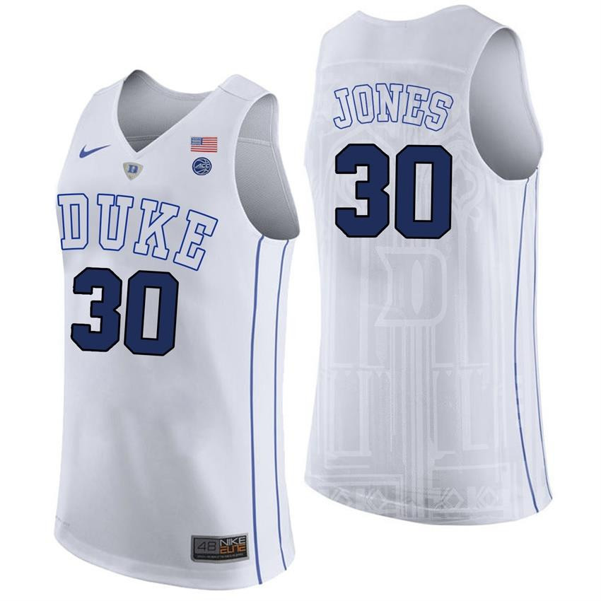 Dahntay Jones 30 Duke Blue Devils College Basketball Player Performance Men Jersey - White