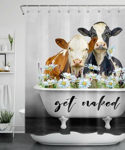 Daisy Cow Shower Curtain for Bathroom Decor | Home Decor
