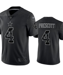Dak Prescott 4 Dallas Cowboys Black Reflective Limited Jersey - Men