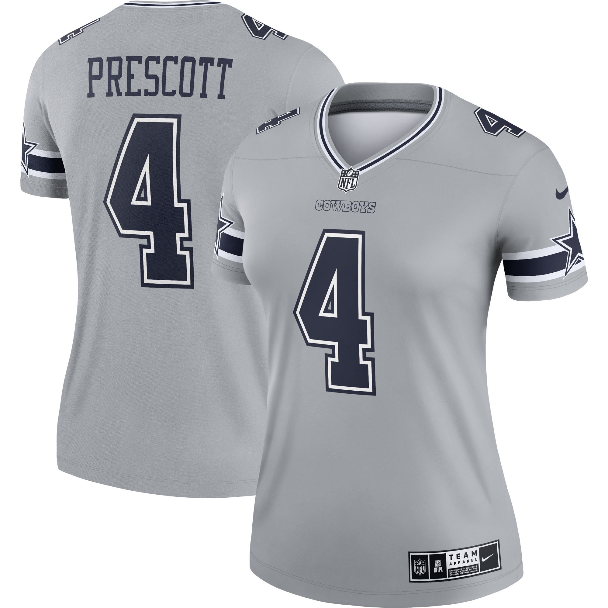 Dak Prescott Dallas Cowboys Womens Inverted Legend Jersey - Gray Nfl