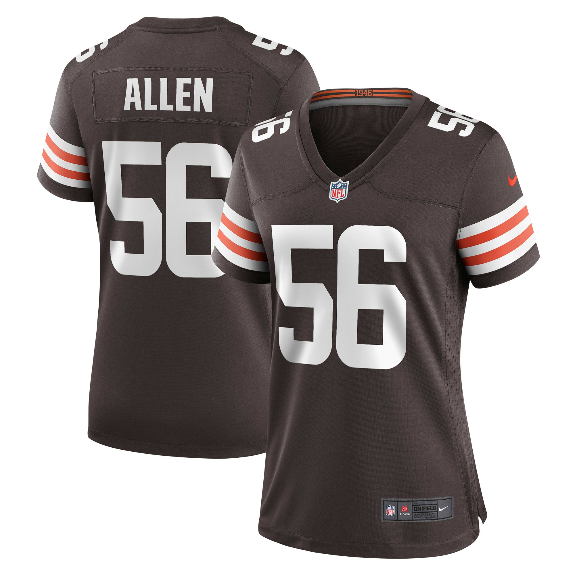 Dakota Allen Cleveland Browns Womens Game Player Jersey - Brown Nfl