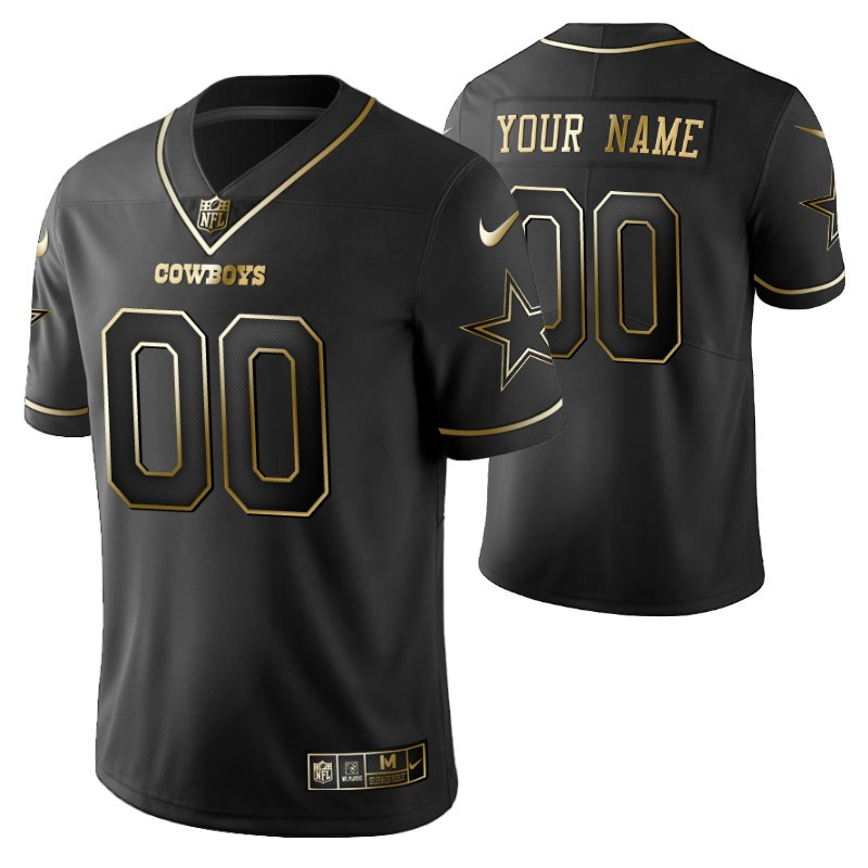 Dallas Cowboys 2021 Nfl Golden Brandedition Black Jersey Gift With Custom Name Number For Cowboys Fans