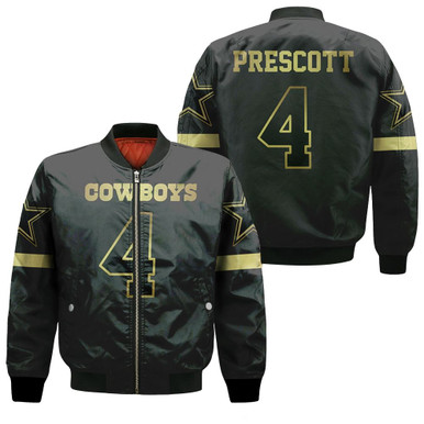Dallas Cowboys 4 Dak Prescott Black Golden Edition Jersey Inspired Bomber Jacket