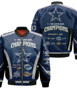 Dallas Cowboys 5 Time Super Bowl Champions Jersey Bomber Jacket Model 1568