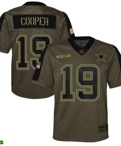 Dallas Cowboys Amari Cooper 19 Nfl Olive 2021 Salute To Service Game Men Jersey For Cowboys Fans