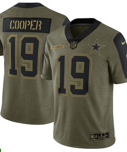 Dallas Cowboys Amari Cooper 19 Nfl Olive 2021 Salute To Service Retired Player Men Jersey For Cowboys Fans