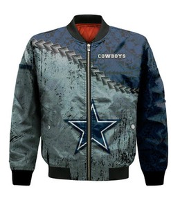 Dallas Cowboys Bomber Jacket Grunge Polynesian Tattoo - NFL