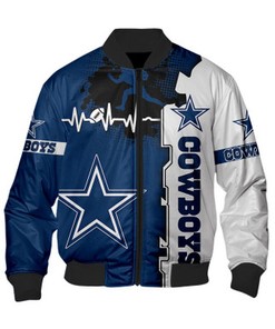 Dallas Cowboys Bomber Jacket graphic heart ECG line