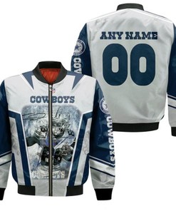 Dallas Cowboys CeeDee Lamb 00 NFL Team White Jersey Style Gift With Custom Number Name For Cowboys Fans Lamb Fans Bomber Jacket