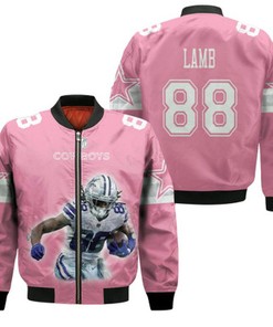Dallas Cowboys CeeDee Lamb 88 NFL Legendary Captain Leader Pink Gift For Cowboys Fans Bomber Jacket