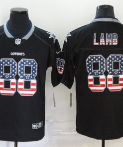 Dallas Cowboys Ceedee Lamb #88 Nfl 2020 Black Us Flag Jersey