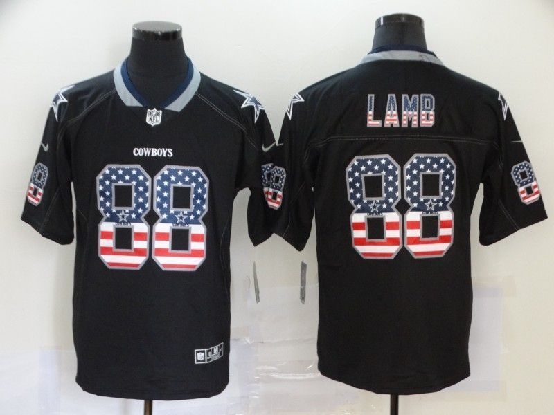 Dallas Cowboys Ceedee Lamb #88 Nfl 2020 Black Us Flag Jersey