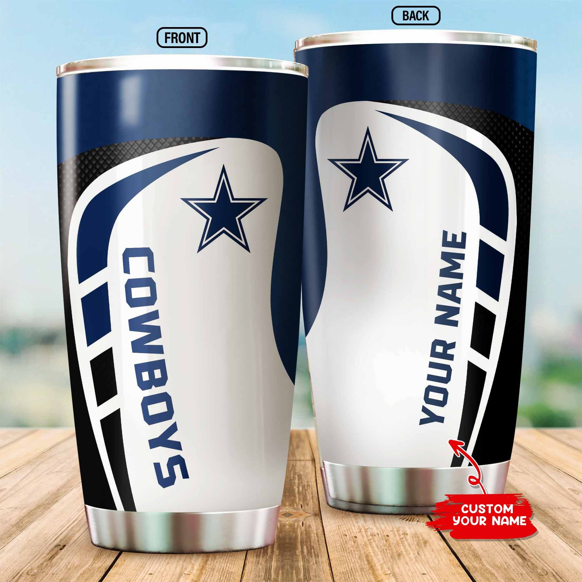 Dallas Cowboys Custom Name Tumbler - Customized Tumbler for True Cowboys Fans