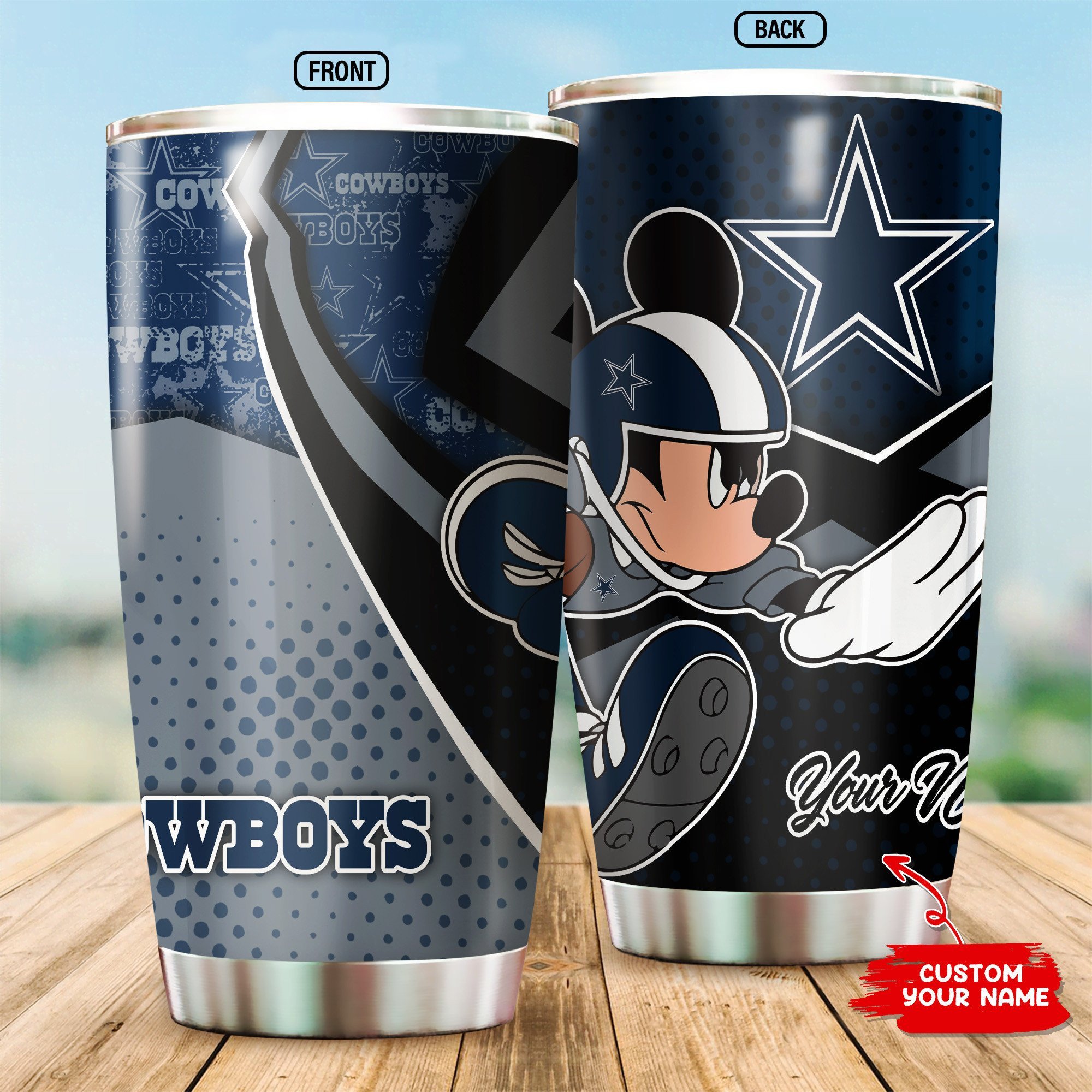 Dallas Cowboys Custom Name Tumbler - Personalized Tumbler for Die-Hard Fans