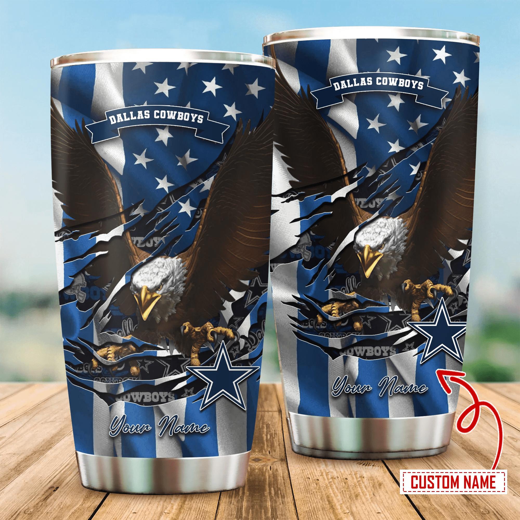 Dallas Cowboys Custom Name Tumbler - Show Your Cowboys Pride with a Custom Tumbler