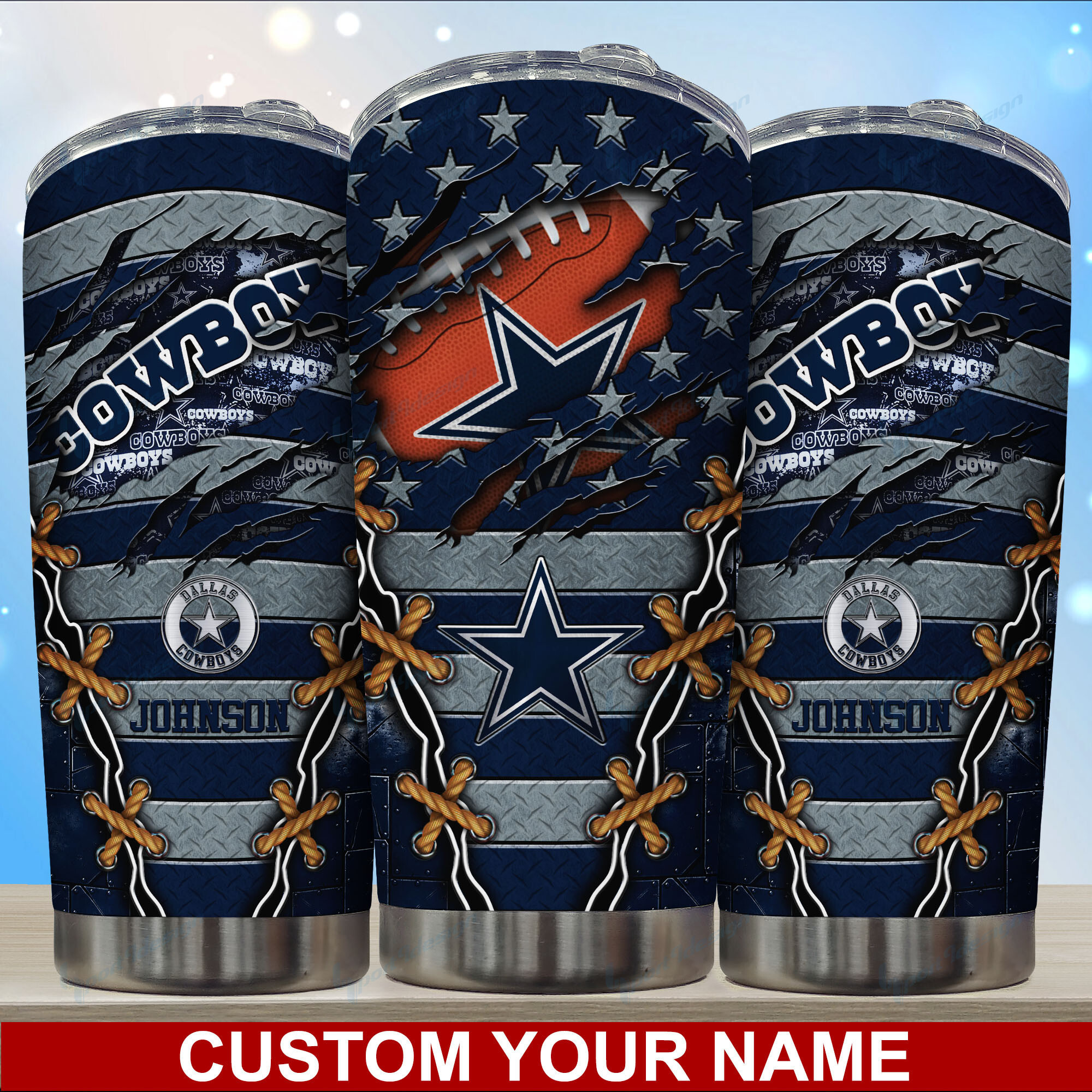 Dallas Cowboys Custom Name Tumbler - Show Your Cowboys Pride with a Custom Tumbler