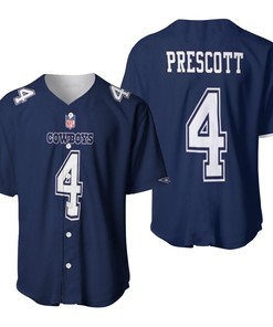 Dallas Cowboys Dak Prescott #4 Great Player Nfl American Football Game Navy 2019 Jersey Style Gift For Cowboys Fans Baseball Jersey