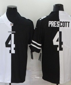 Dallas Cowboys Dak Prescott #4 Nfl 2020 Black And White Jersey