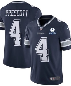 Dallas Cowboys Dak Prescott #4 Nfl 2020 Black Blue Jersey