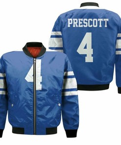 Dallas Cowboys Dak Prescott Royal Rivalry Throwback Jersey Inspired Style Bomber Jacket Model 1590