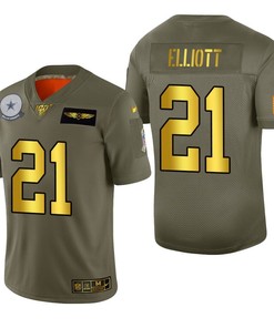 Dallas Cowboys Ezekiel Elliott 2019 Salute To Service Nfl 100 Mens Jersey Metallic