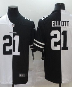 Dallas Cowboys Ezekiel Elliott #21 Nfl 2020 Black And White Jersey