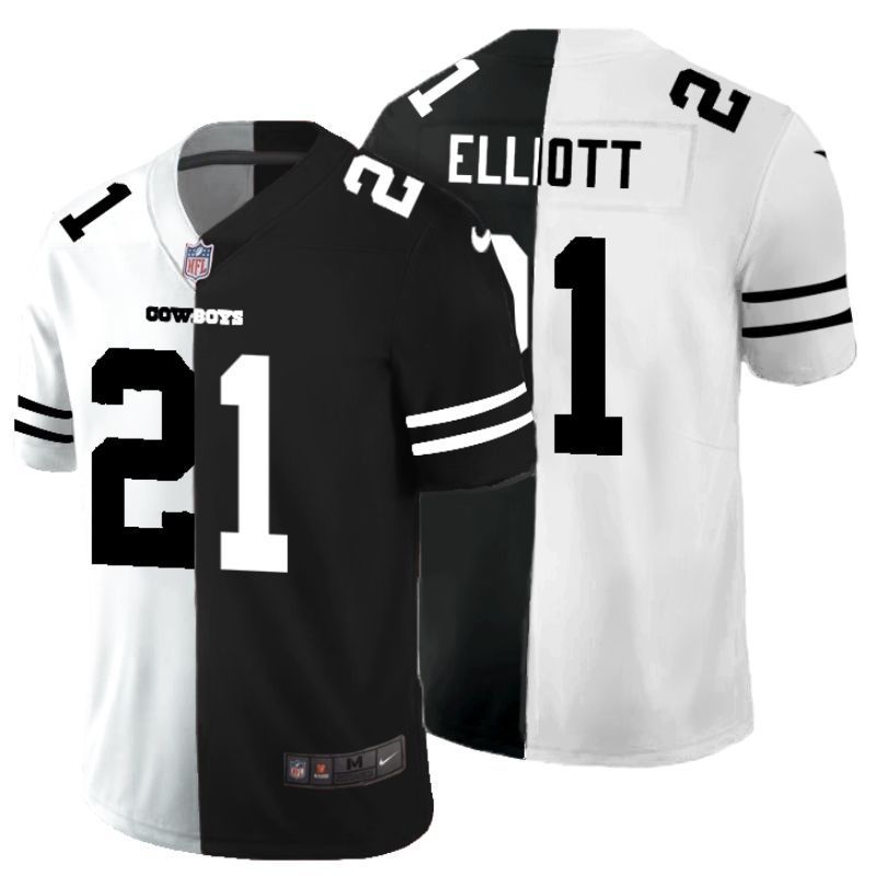 Dallas Cowboys Ezekiel Elliott #21 Nfl 2020 Black And White Jersey