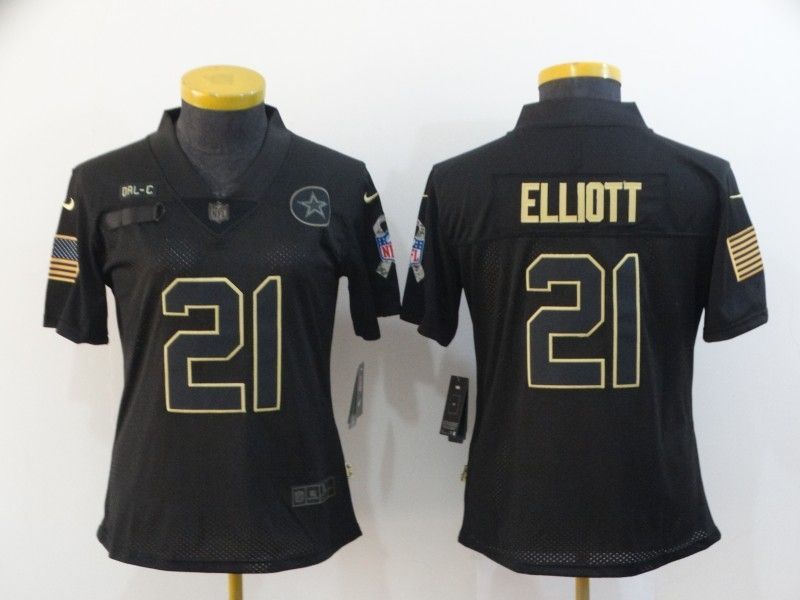 Dallas Cowboys Ezekiel Elliott #21 Nfl 2020 Black Womens Jersey