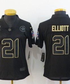Dallas Cowboys Ezekiel Elliott #21 Nfl 2020 Black Womens Jersey