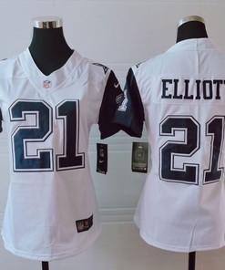 Dallas Cowboys Ezekiel Elliott #21 Nfl 2020 White Womens Jersey