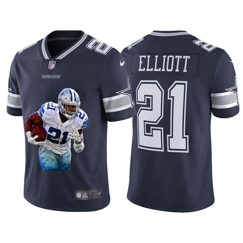Dallas Cowboys Ezekiel Elliott #21 Nfl Portrait Brandedition Black Jersey