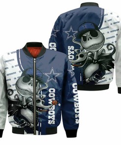 Dallas Cowboys Jack Skellington And Zero 3D Bomber Jacket Model 1619
