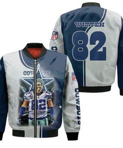 Dallas Cowboys Jason Witten 82 NFL Team Dark Blue Jersey Style Gift For Cowboys Fans Witten Fans Bomber Jacket