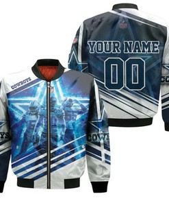 Dallas Cowboys Jaylon Smith 54 Sean Lee 50 Leighton Vander Esch 55 3D Personalized Bomber Jacket Model 1629