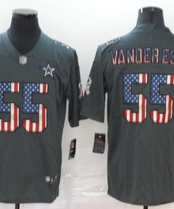 Dallas Cowboys Leighton Vander Esch #55 Nfl 2020 American Flag Grey Jersey