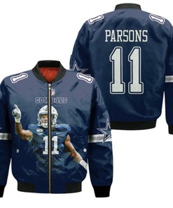 Dallas Cowboys Micah Parsons 11 NFL 2021 Legendary Captain Navy Gift For Cowboys Fans Bomber Jacket