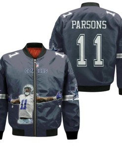 Dallas Cowboys Micah Parsons 11 NFL Great Player Navy Gift For Cowboys Fans Bomber Jacket