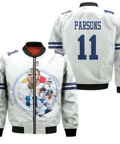 Dallas Cowboys Micah Parsons 11 NFL Legendary Captain Team White Game Gift For Cowboys Fans Bomber Jacket