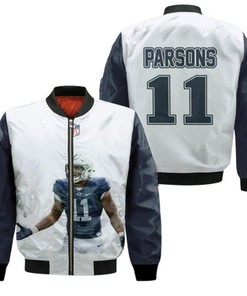 Dallas Cowboys Micah Parsons 11 NFL Legendary Captain White Gift For Cowboys Fans Bomber Jacket