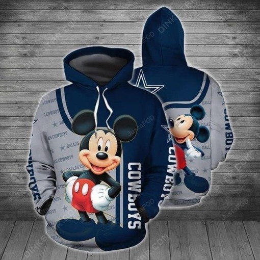 Dallas Cowboys Mickey Mouse 3D Hoodie Zip Hoodie