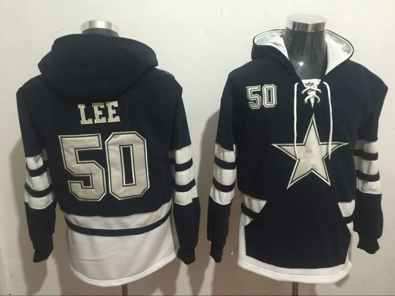 Dallas Cowboys Sean Lee #50 Nfl 2020 Black And White Hoodie Jersey