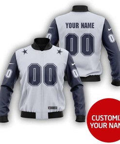 Dallas Cowboys Super Bowl Champions Personalized Number Name Grey Gift For Cowboys Fans Bomber Jacket