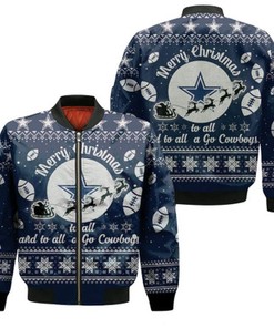 Dallas Cowboys To All And To All A Go Cowboys Ugly Christmas Festive Gift For Dallas Cowboys Fans Bomber Jacket