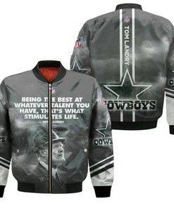Dallas Cowboys Tom Landry Quote 3D Bomber Jacket Model 1693
