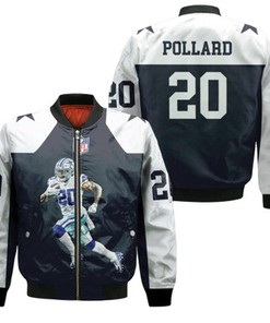Dallas Cowboys Tony Pollard 20 Legendary Captain 2020 NFL Black Gift For Cowboys Fans Bomber Jacket