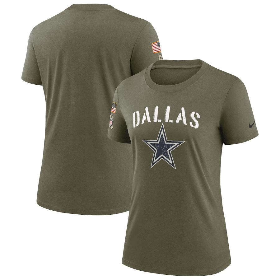 Dallas Cowboys Women's 2022 Salute To Service Legend T-Shirt - Olive